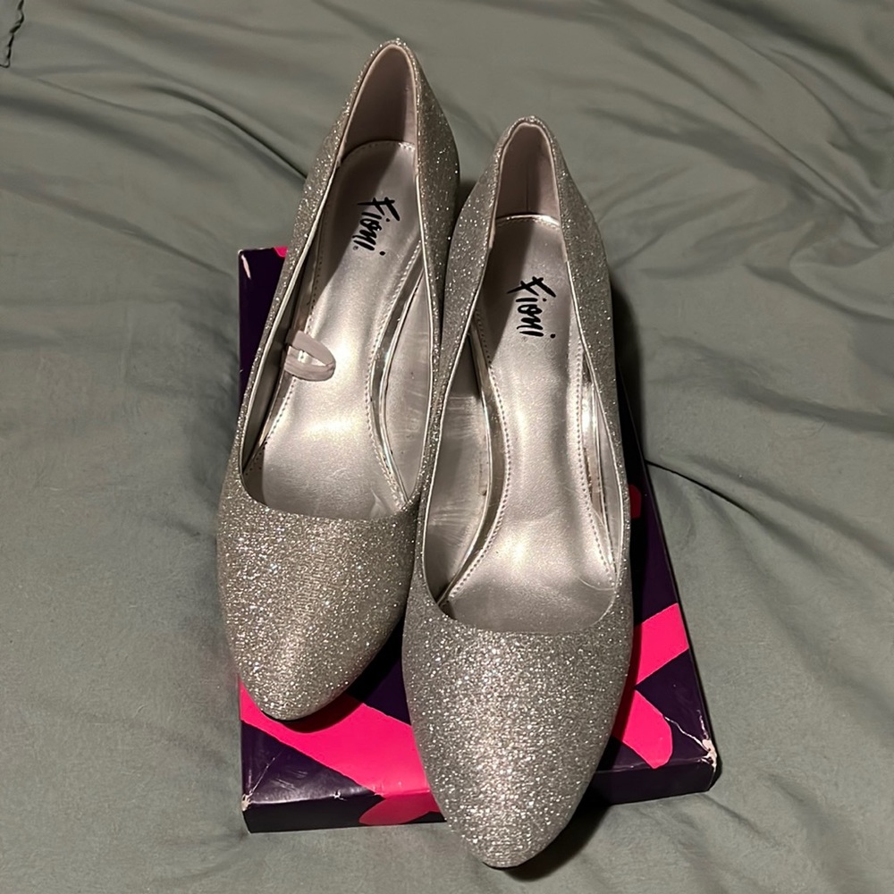 Sparkly silver heels